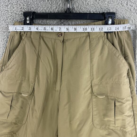 LL Bean Pants Convertible Zip Off Shorts Womens M Tan Nylon Hiking Outdoor Cargo - Picture 3 of 12